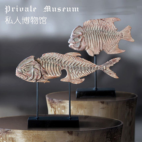 仿真化石鱼骨艺术风软装树脂标本