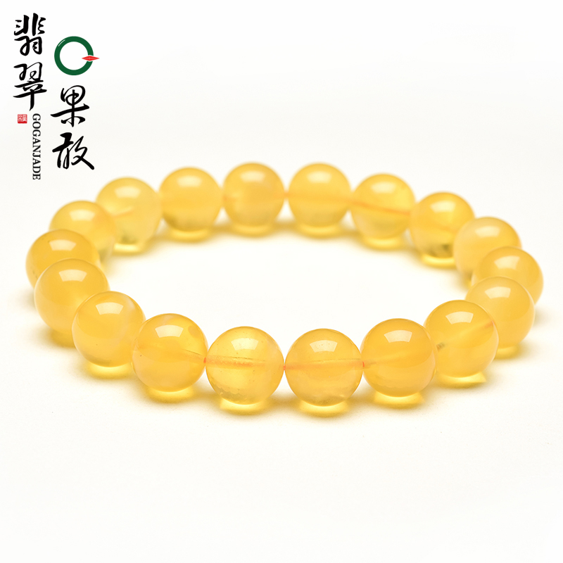 k2755果敢珠宝 鸡油黄蜜蜡手链蜜蜡手串蜜蜡圆珠手链佛珠手串