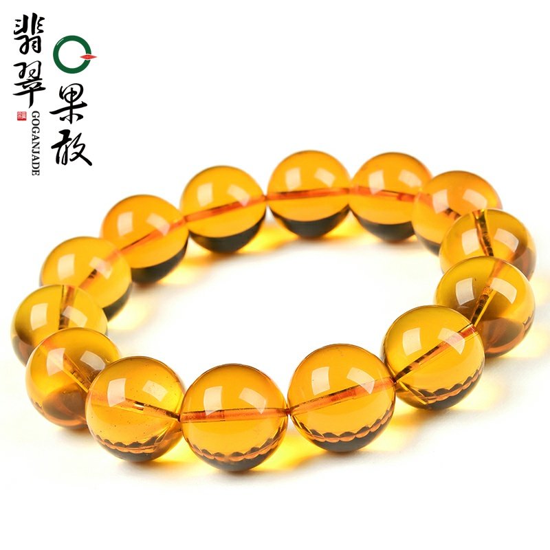 k2387玉版纳珠宝 缅甸金珀琥珀手链琥珀手链珠子手串