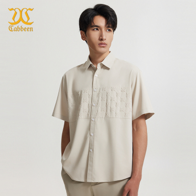商场同款卡宾男装LOGO印花休闲衬衫短袖夏季新款宽松H2243111001