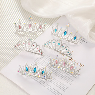 儿童生日冠发梳公主时尚 感水钻发插节日表演甜美发卡饰品