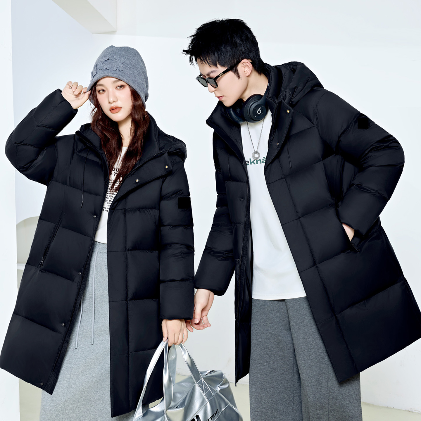 青少年情侣款羽绒服九成品中长款