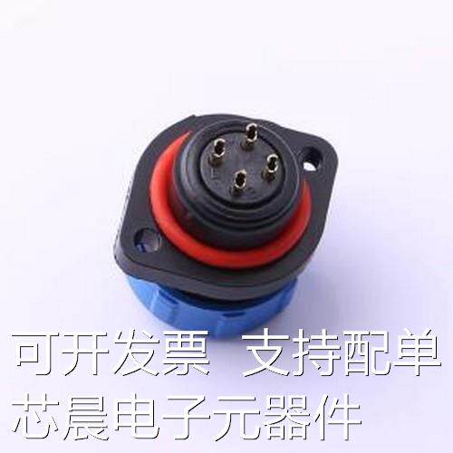 JH1713P-4P 圆形(线缆)连接器 2孔法兰插座JH1713P-4原装正品