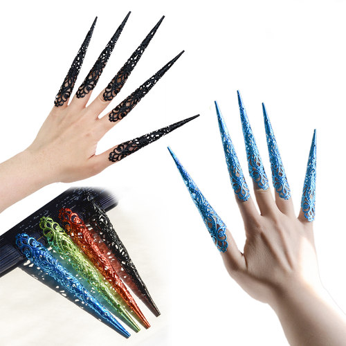 成人儿童古装汉服表演出肚皮舞蹈古风千手观音宫廷彩色指甲套cos