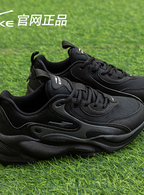 鸿星尔克女鞋春季新款网鞋厚底黑色运动鞋网面透气轻便跑步鞋女款