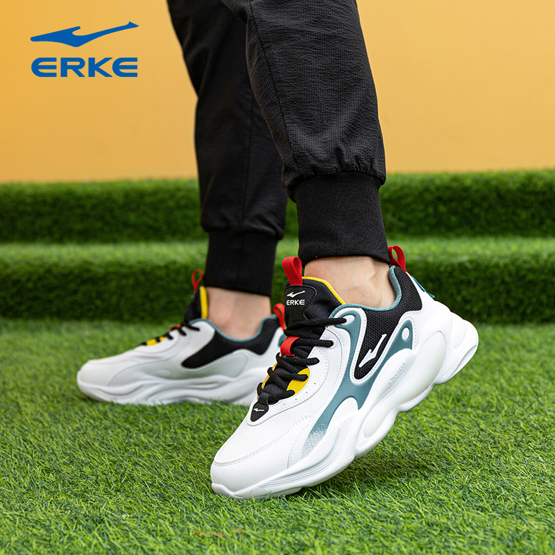 鸿星尔克男鞋休闲鞋秋季新款厚底增高软底老爹鞋低帮运动鞋子男款