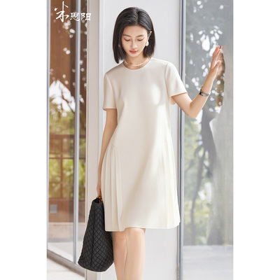 米思阳2025新款小众设计感时尚连衣裙百褶拼接小个子裙子女1160