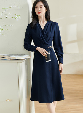 米思阳轻奢高级感收腰连衣裙遮肉显瘦中长裙5Y24AL0486