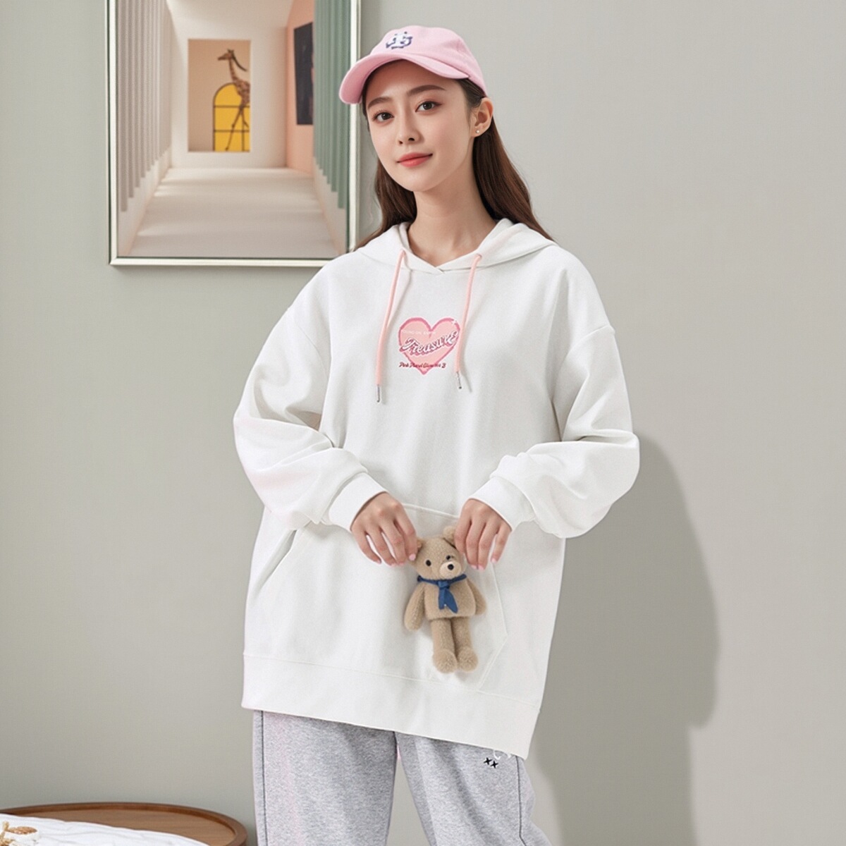 王鹤棣同款丨特步半糖系列连帽卫衣女潮流百搭宽松休闲运动套头衫