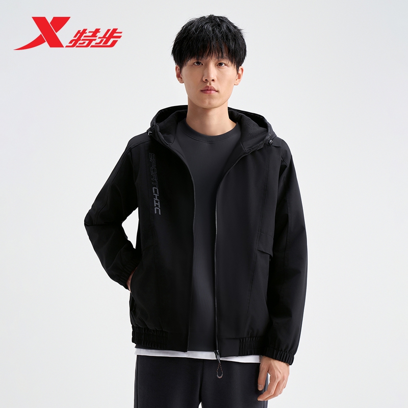 特步未来构想梭织厚外套男秋季新款防风保暖夹克风衣976429160233