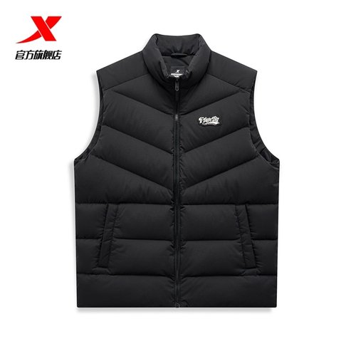 特步羽绒马甲男2025秋季新款鸭绒保暖夹克立领男外套977429260412