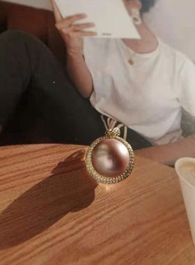 大颗粒爱迪生项链气质妖紫正圆天然淡水珍珠锁骨链18k镀金送礼物