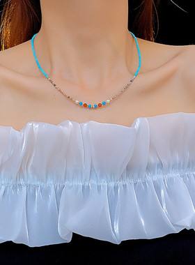 文艺小清新串珠原创设计锁骨链夏