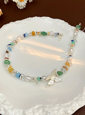 韩式新款多巴胺蝴蝶水晶串珠珍珠