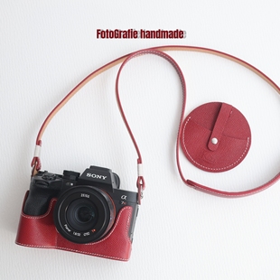 索尼A7R5/A7M4/A7M5 手作手掌纹真皮保护套皮套底座相机包背带