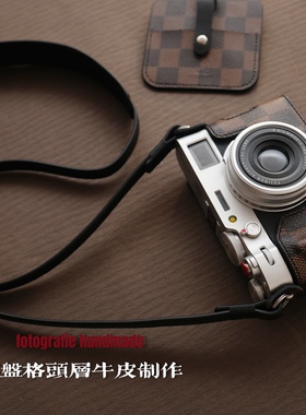 富士X100VI/XT30/XT50/XT5/XS20/棋盘格手作真皮皮套保护套底座