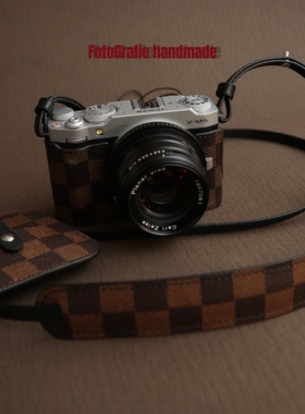 富士XM5/XT30二代/XT5/XS20 棋盘格真皮皮套保护套相机包