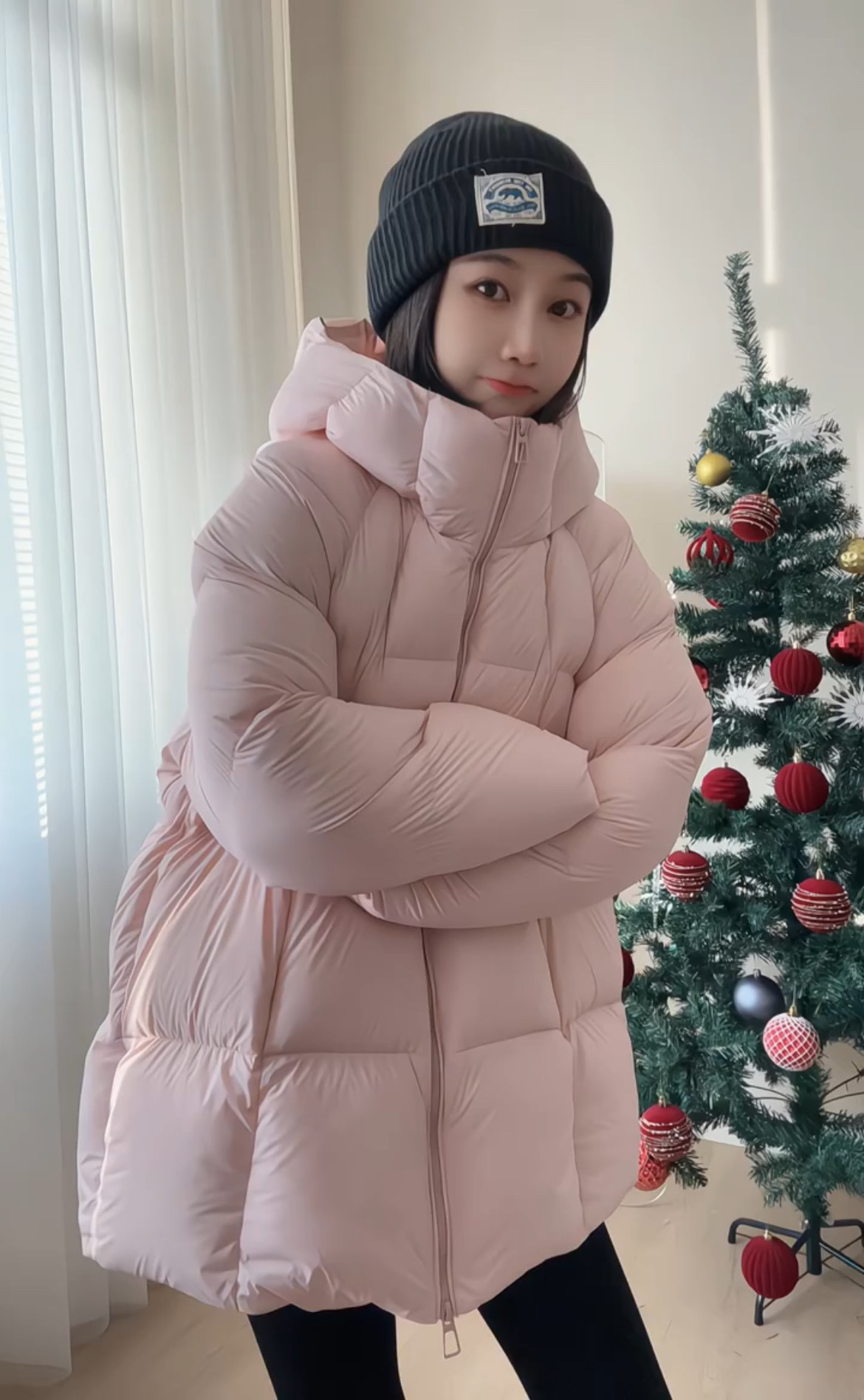 实拍海宁皮草工厂90%白鸭绒连帽羽绒服外套女士中长款高品质