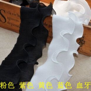 弹力百褶皱缝纫裙摆衣袖 琴花边双层雪纺风新款 帽饰搭配辅料缝飞边