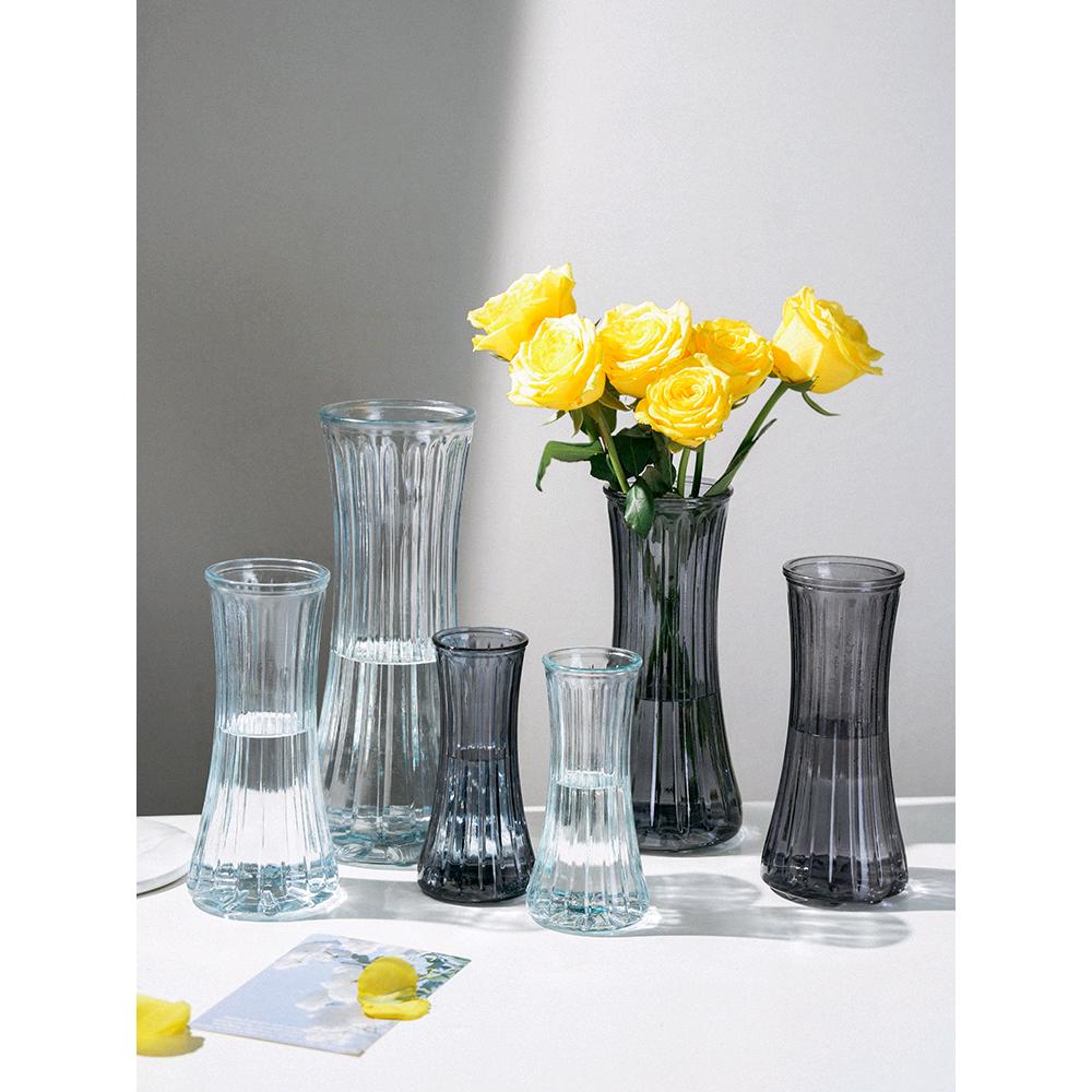 北欧风轻奢创意透明玻璃花瓶网红水养鲜花玫瑰插花瓶客厅装饰摆件