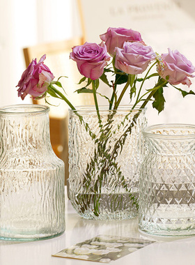 北欧ins风玻璃花瓶网红水养鲜花百合玫瑰插花瓶餐桌客厅装饰