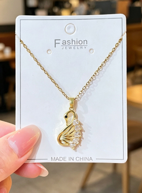 钛钢轻奢微镶锆石镂空天鹅项链 高级设计感精致时尚百搭锁骨链