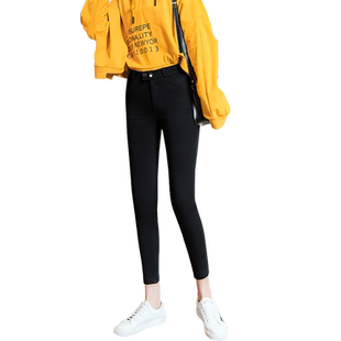 8分裤女小脚高腰加绒紧身七分黑色7分裤女小脚裤八分裤子女小个子