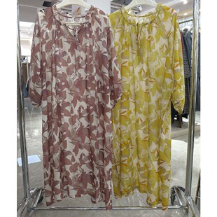 棉绸家居服 睡裙女加长梭织可外穿宽松绿色薄款 妮可雅2026长袖 长款