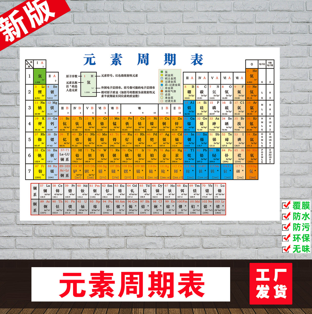 元素周期表挂图i化学元素周期表图i校园文化初中高中墙贴纸海报