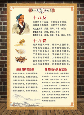 中医文化挂图 十八反十九畏海报中药配伍禁忌宣传画 医院药房挂画