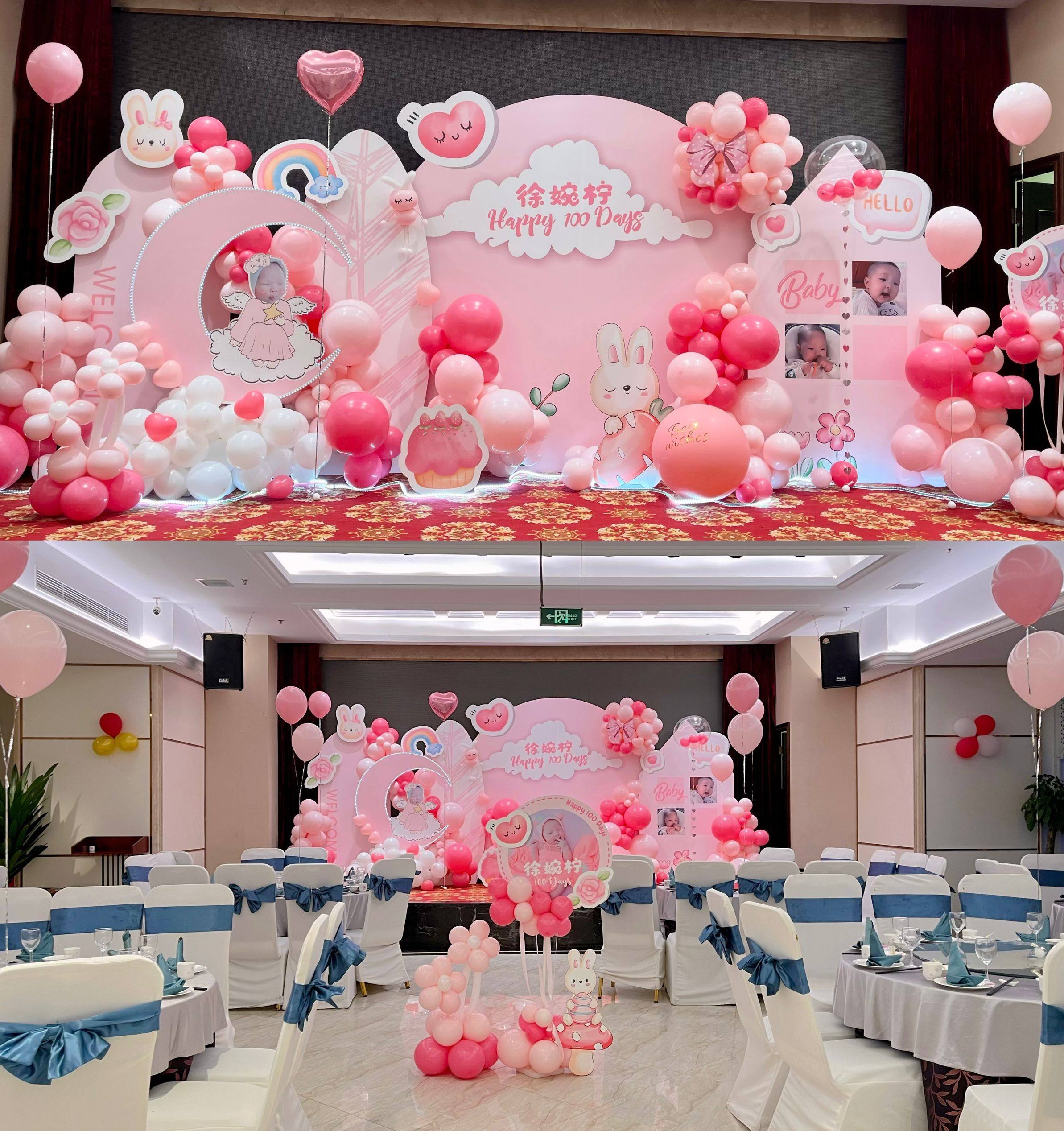 粉色兔宝宝生日百日宴素材 cdr格式
