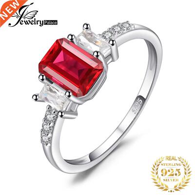 JewelryPalace 4.1ct Emerald Cut Created Ruby 925 Sterling Si