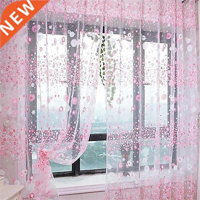 Fashion Printing Curtain Floral Pattern Sheer Tulle Panel