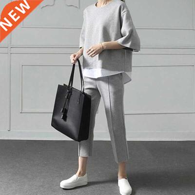 SWEETKAMA Autumn Casual O-Neck Fake 2 Pieces Top /4-Length