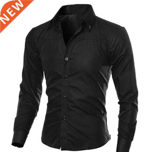Casual Men's Dress Shirt Long Sleeve Luxury Button U
