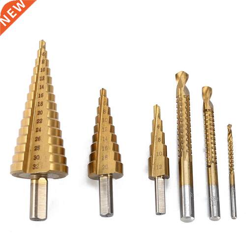 6pcs 4-32mm HSS Steel Titanium Step Drill Bits Twist Drill B