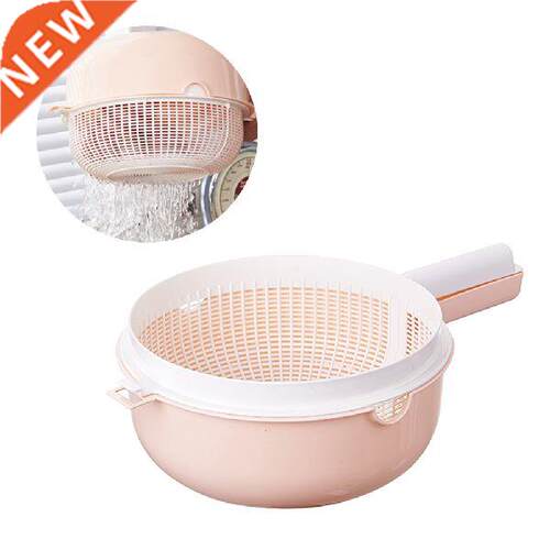 Plastic Handles Rice Wash Basket Double Layer Drain Basket