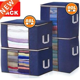 4PCS Quilt Blanket Bag Closet Clothes Storage Sweater 90L