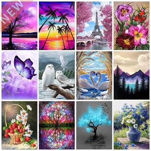 JIEME 5D Diamond Painting Flower Full Round Mosaic Lands