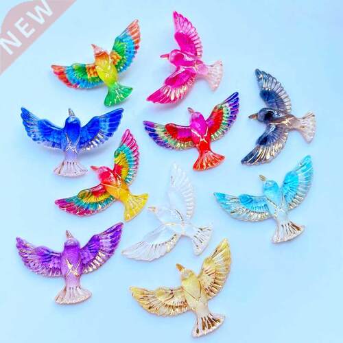 10Pcs Cute Mini There Is A Hole Lin The Bird Acrylic Flat Ba