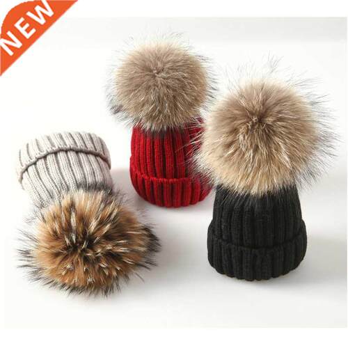 Winter Brand Female Fur Pom Poms hat Winter Hat For Women Gi