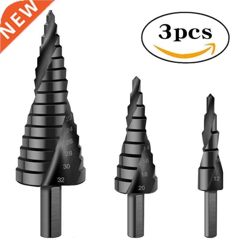 3pcs/set 4-12/20/32mm HSS Cobalt Step Drill Bit Set Spiral M
