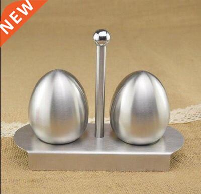 Two Pieces Set Lovely Egg Shape Spice Jar Stainless Steel