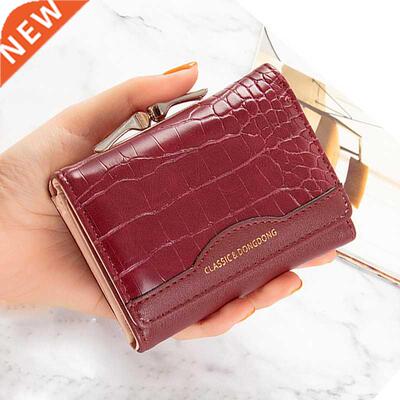 Leather Women's Wallet Female Short Retro Three-fd Fding