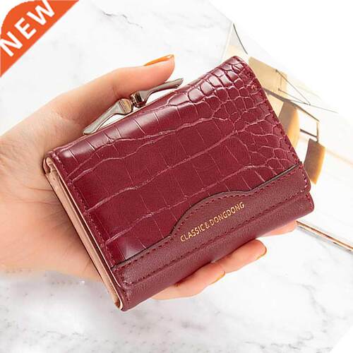 Leather Women's Wallet Female Short Retro Three-fd Fding