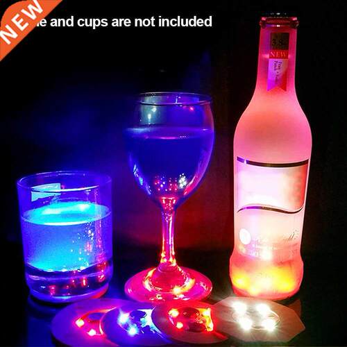 1/10PCS Mini LED Coaster Drink Cup Mat Glow Bottle Light