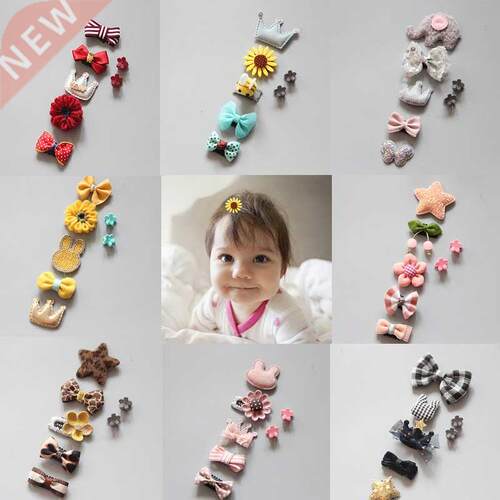 5pcs/Set Toddler Mini Cartoon Hair Clips Cloth Animal Bows H
