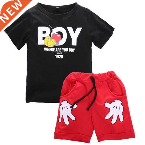 2022 New Summer Baby Boys Fashion Print Letter Suit Children