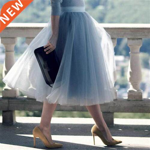 5 Layers 60cm Princess Midi Tulle Skirt Pleated Dance Tutu S