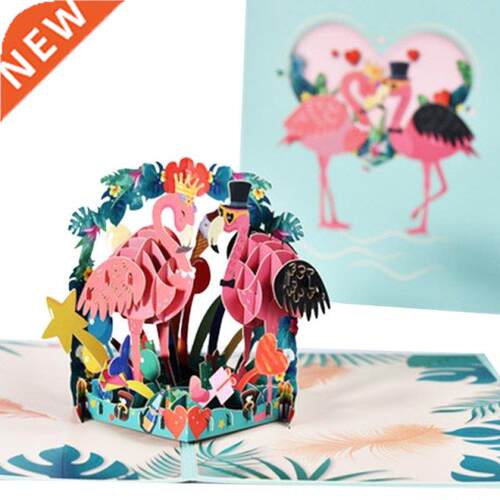 3D Pop Up Flamingo Greeting Card Vlanetines Day Cards with w
